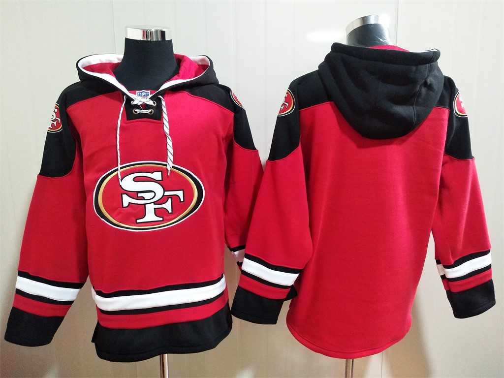 Mens San Francisco 49ers Custom Red Team Color New NFL Hoodie->customized nfl jersey->Custom Jersey